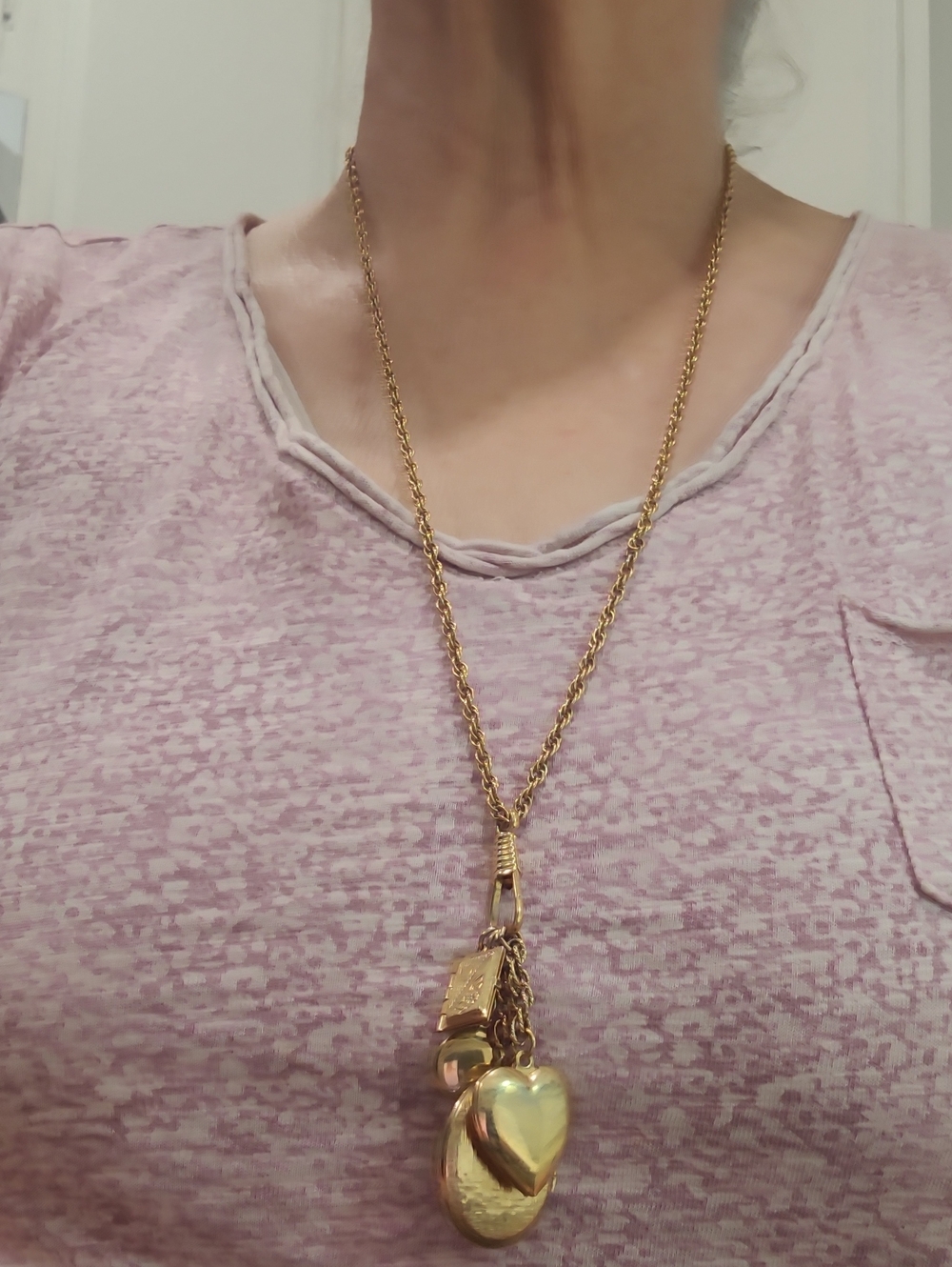 Four Locket Necklace Vintage Repurpised Art - Picture 4 of 8